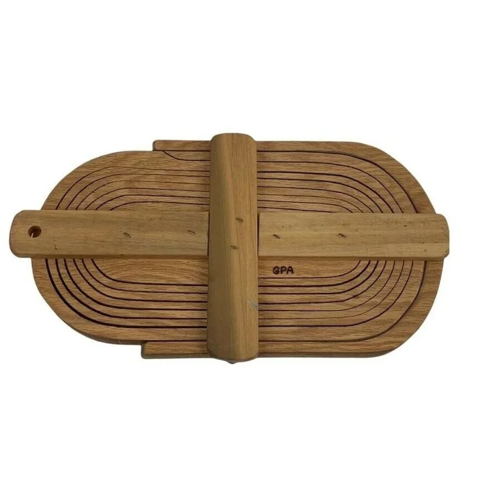 Pop Up Watermelon Basket w/ Handle Collapsible Wooden Handmade Summer Signed GPA